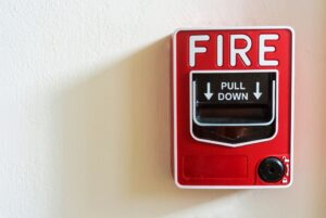A fire alarm pull