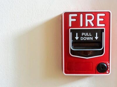 A fire alarm pull