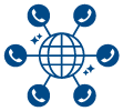 Icon with globe and phones