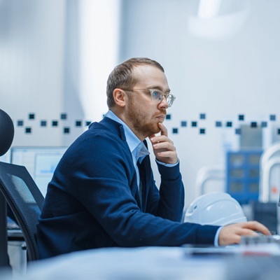 Businessman Working on a Personal Computer