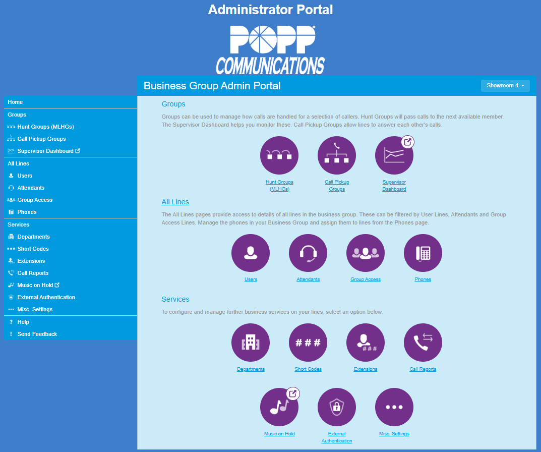 The POPP Admin Portal for the Hosted VoIP Phone System